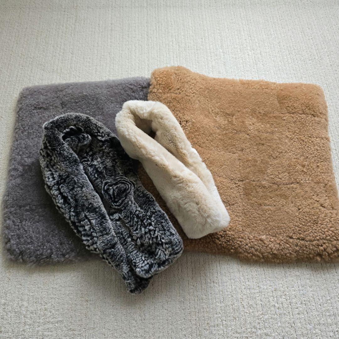 じぶんまくら ムートン 短毛裏無しクッション レッキスマフラー 未使用品 タグ無