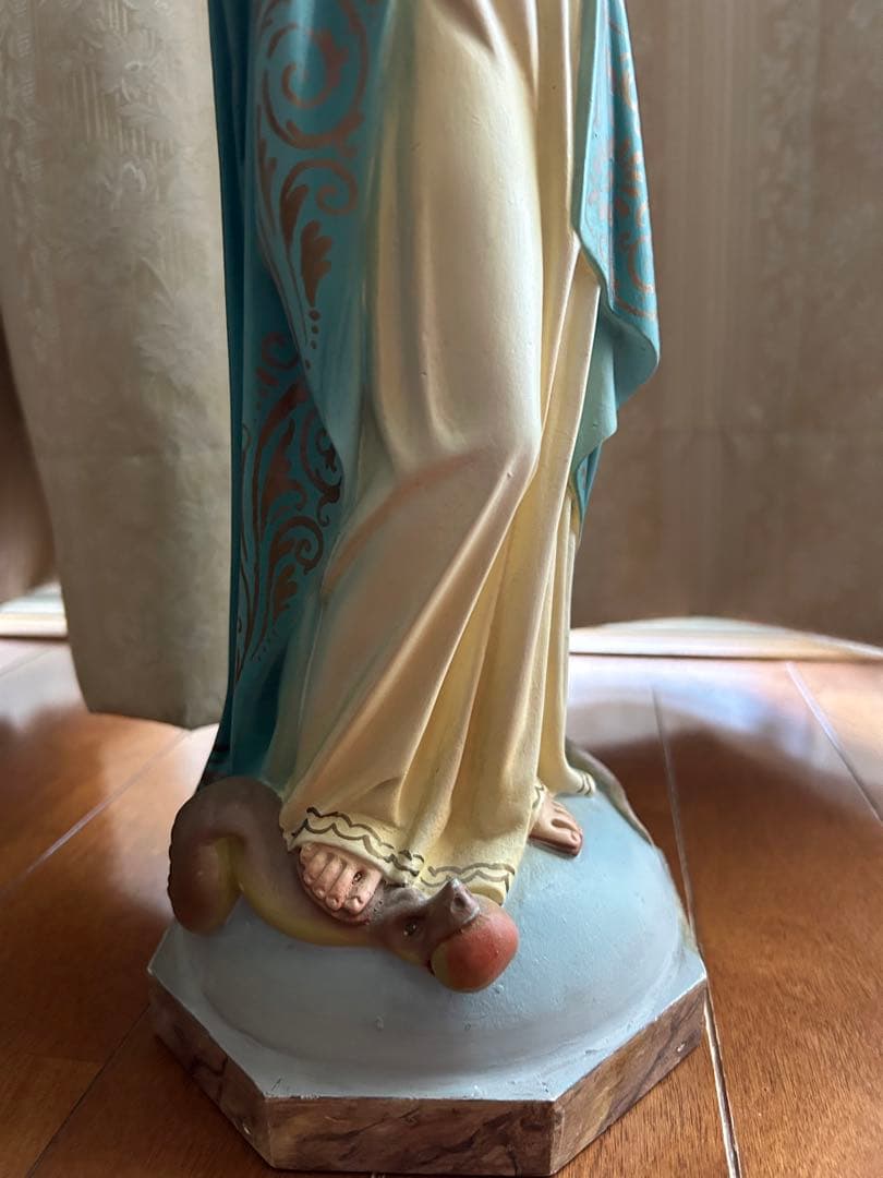 【超超希少美48cm】✞ 聖母マリアの連祷像　宗教彫刻