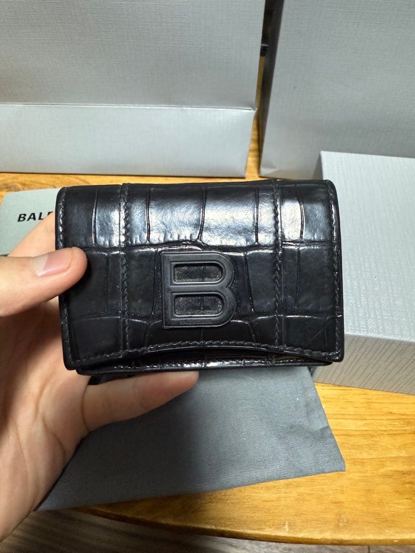 BALENCIAGA 財布 アワーグラス クロコダイルレザー 三つ折り