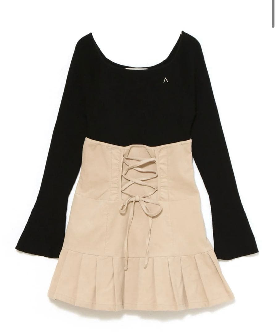 即日発送High waist velour mini dressブラック