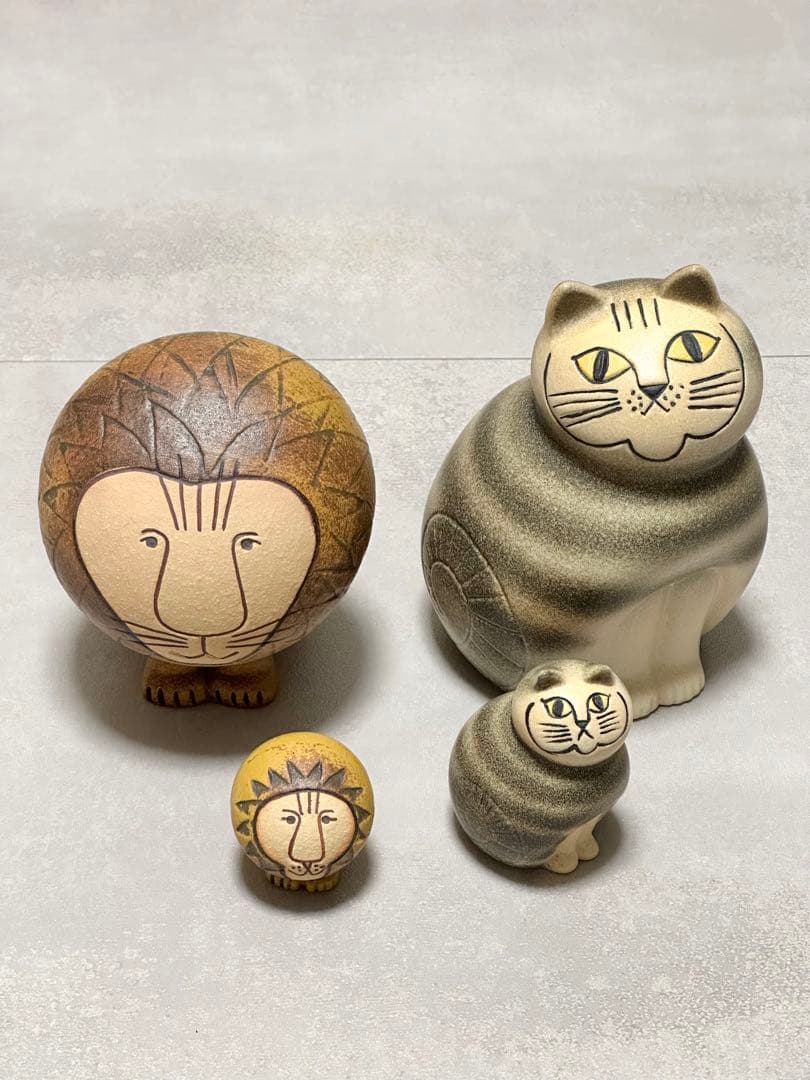 リサラーソン　オブジェ　ライオン　ネコ　大小　4点セット　陶器　北欧　インテリア
