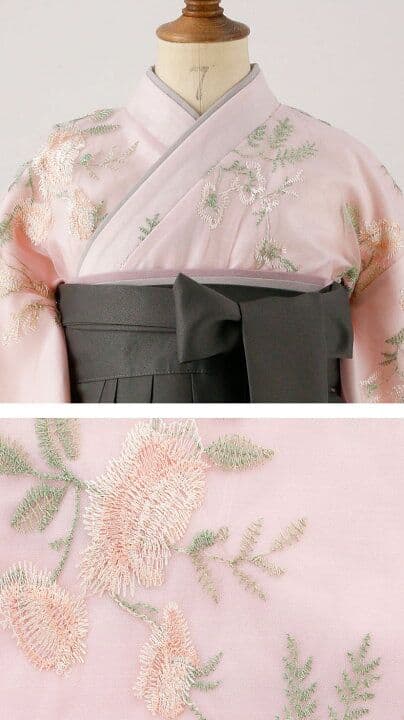 【美品】花柄刺繍チュールレース袴セット(サイズ150cm)別売の肌襦袢付けます。