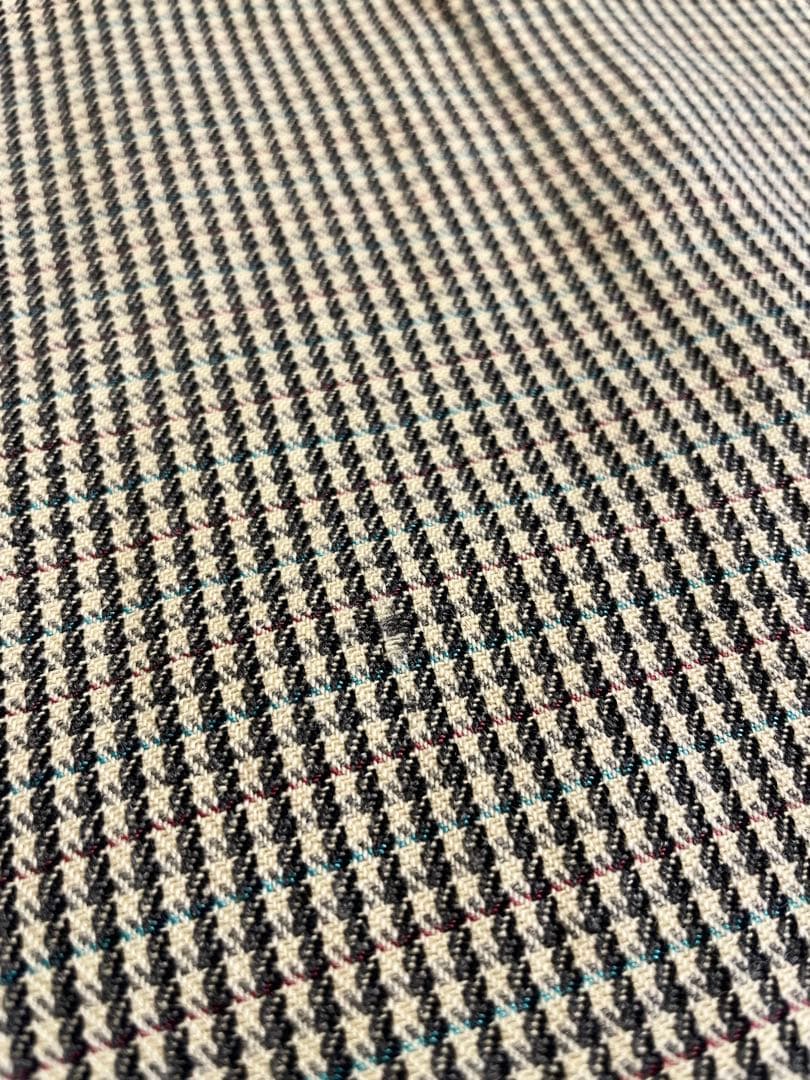 40s Vintage ウールオープンカラー クレイジーチェック ウール シャツ