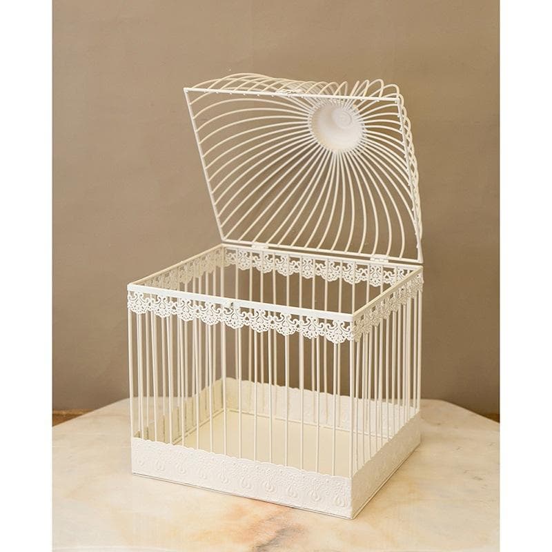 ★アイアン バードケージ クリーム 飾り 置物 インテリア 店舗 什器 飾り