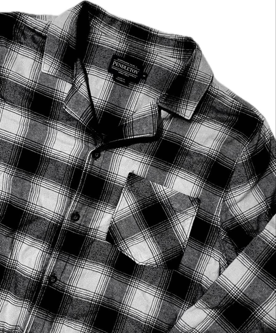 神配色 ペンドルトン 黒オンブレシャツ ネルシャツ プリントネル ボードシャツ