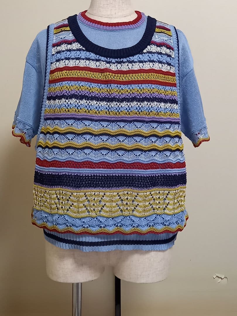 アルベロベロ　ブルー　綿 半袖