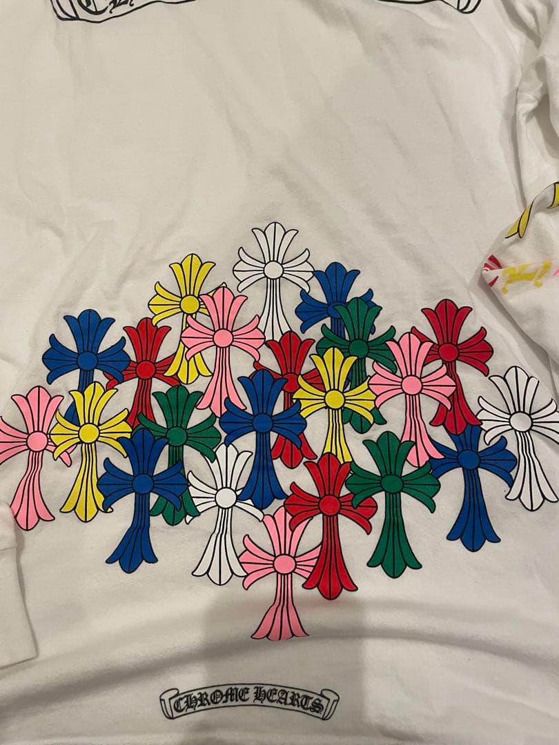 クロムハーツ マルチカラーセメタリークロス　ロンT 超希少　ホワイト　Lサイズ