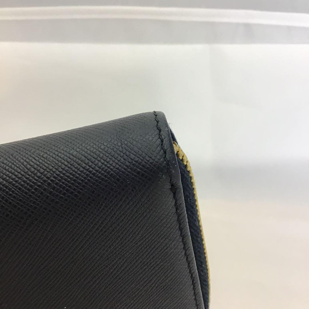 ❣️プラダPRADA❣️ネイビー サフィアーノレザー　ラウンドファスナー長財布