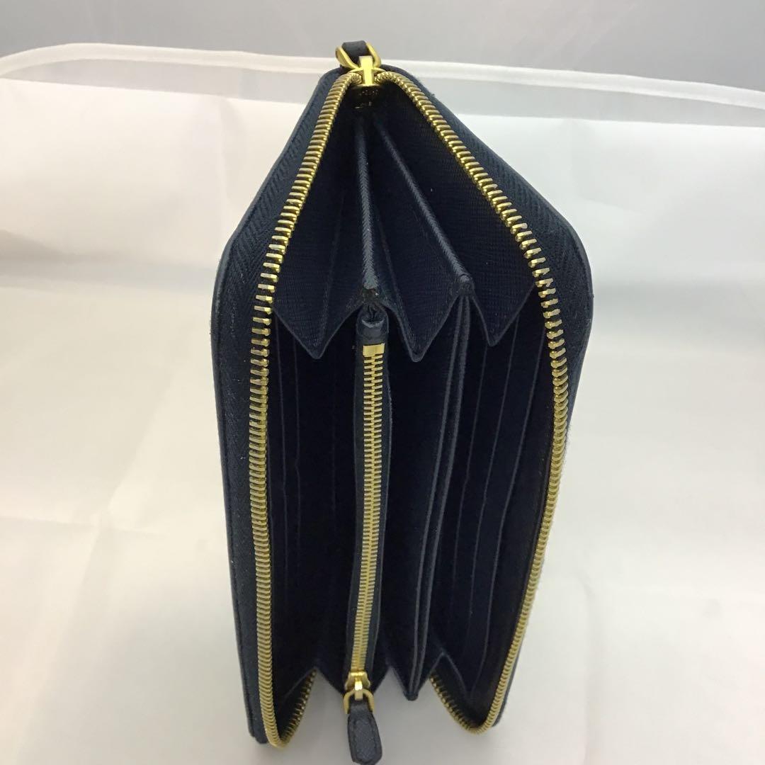 ❣️プラダPRADA❣️ネイビー サフィアーノレザー　ラウンドファスナー長財布