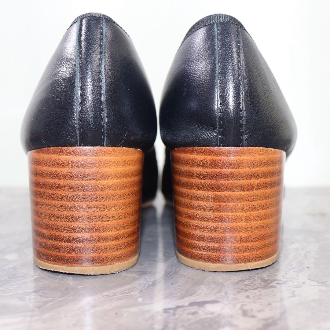 【美品】repetto レペット 23.7 チャンキーヒール レザー 黒