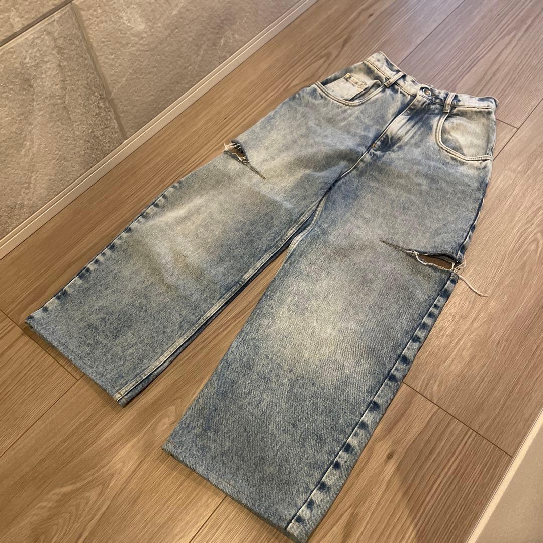 【美品】メゾンマルジェラ 22AW カットアウト　5ポケットワイドデニムパンツ