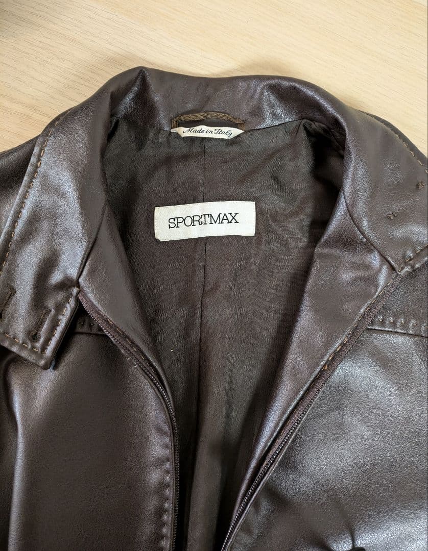 SPORTMAX ダークブラウンレザージャケット