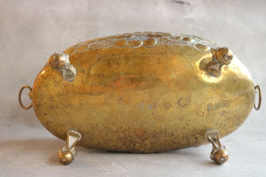 真鍮製 チェリー模様 アンティーク ジャルニディエール プランターポット