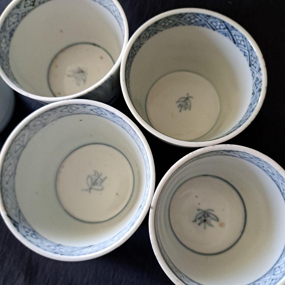 「5客揃(そろ)いの楽しみ ②！」 古伊万里そば猪口 5客セット 骨董アンティー