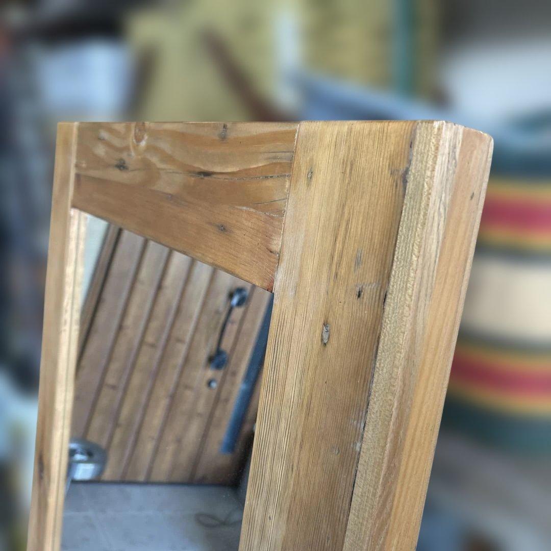 クラッシュゲート オクトミラー パイン古材 160cm 特大 姿見 全身鏡 無垢