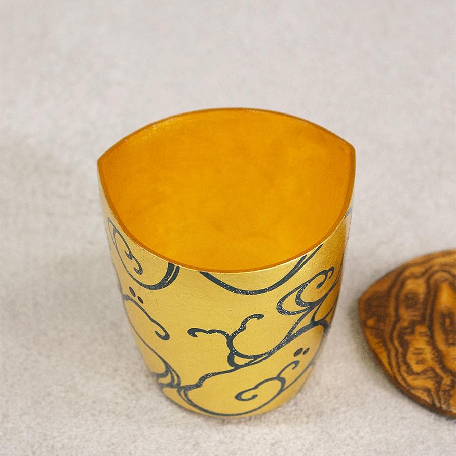 吉田華正 クリスタルガラス 光琳蒔絵 茶器 共箱 共布 栞 漆芸作家