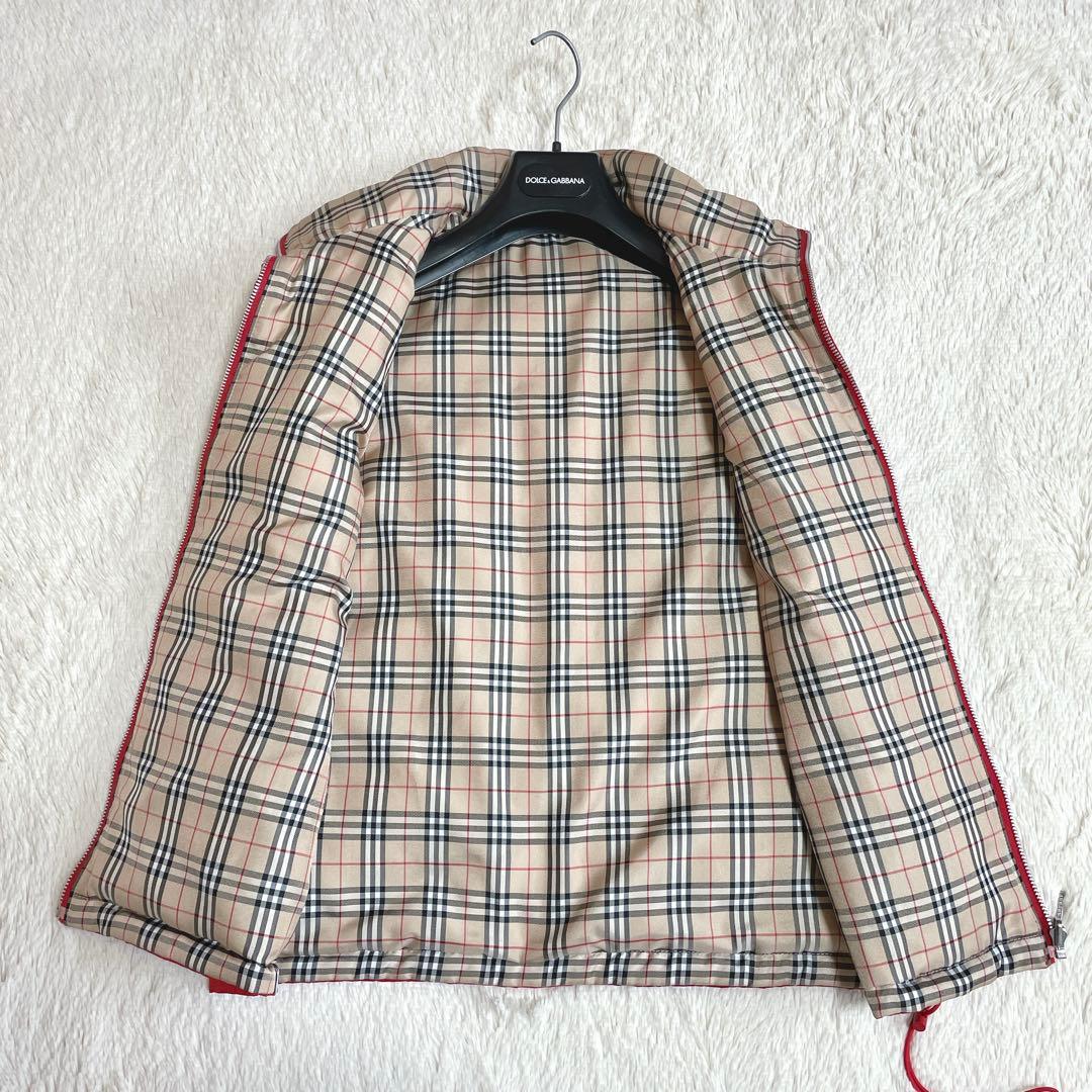 美品 BURBERRノバチェック リバーシブル ダウンベスト バーバリー ロゴ