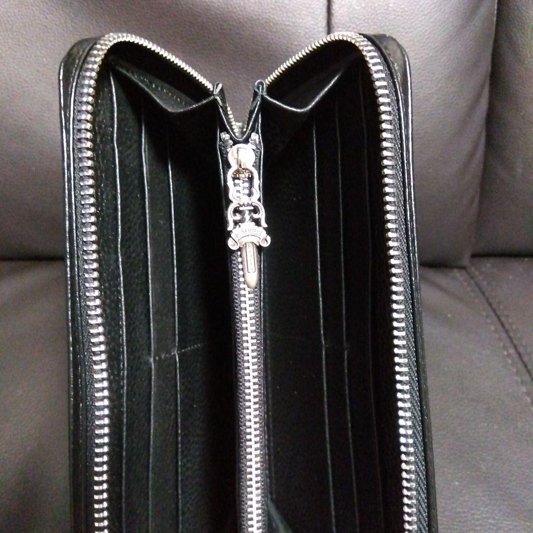 【極美品‼️】本革ブラックレザー ラウンドファスナー クロスモチーフ