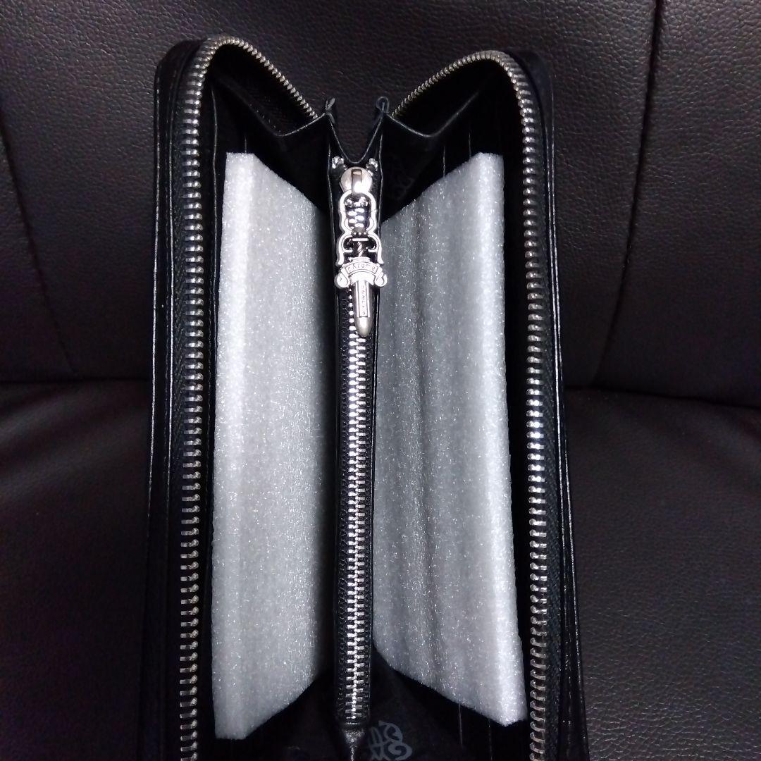 【極美品‼️】本革ブラックレザー ラウンドファスナー クロスモチーフ