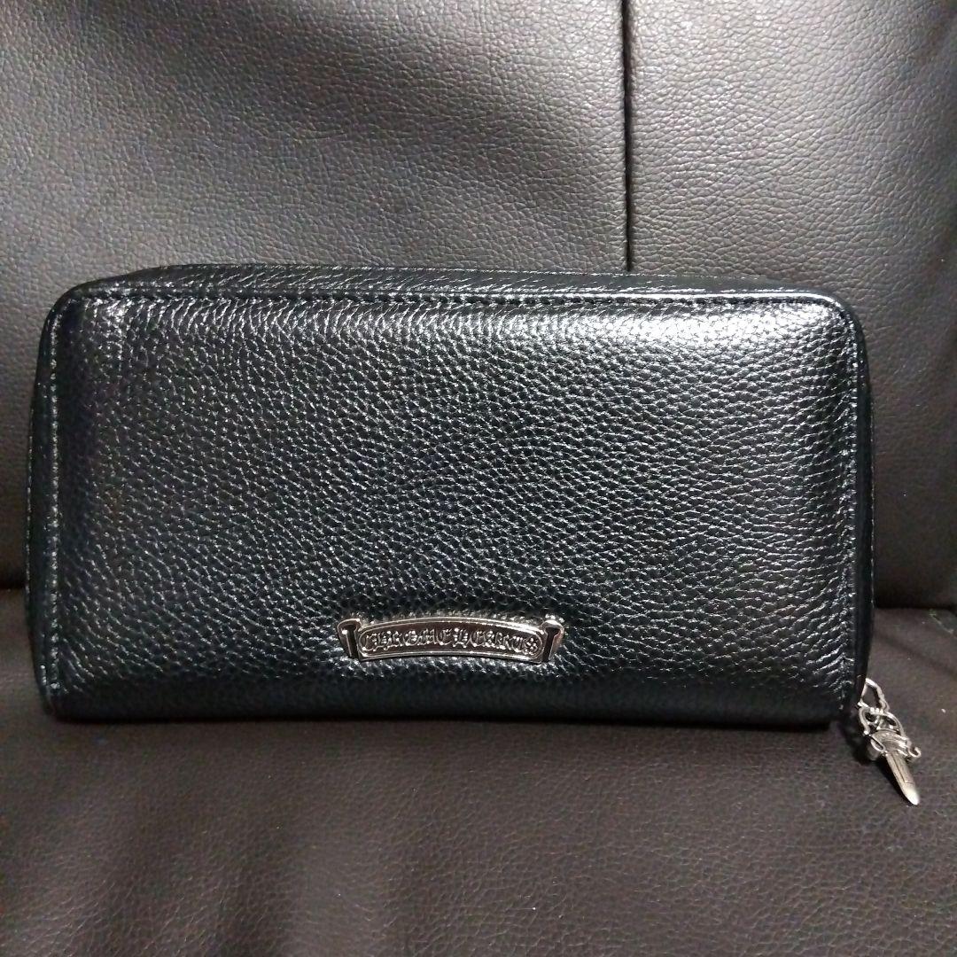 【極美品‼️】本革ブラックレザー ラウンドファスナー クロスモチーフ