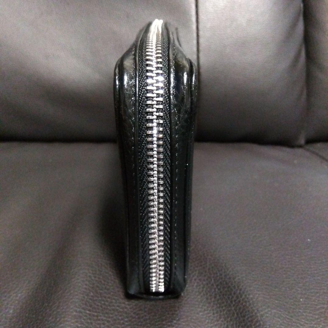 【極美品‼️】本革ブラックレザー ラウンドファスナー クロスモチーフ