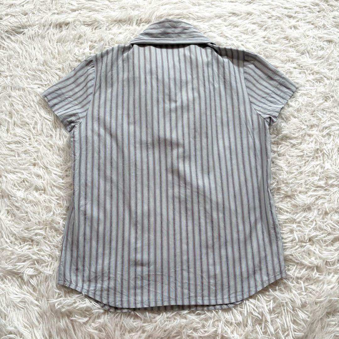 ヴィヴィアンウエストウッド　ストライプ　ボウタイ　ブラウス　オーブ刺繍　ロゴ