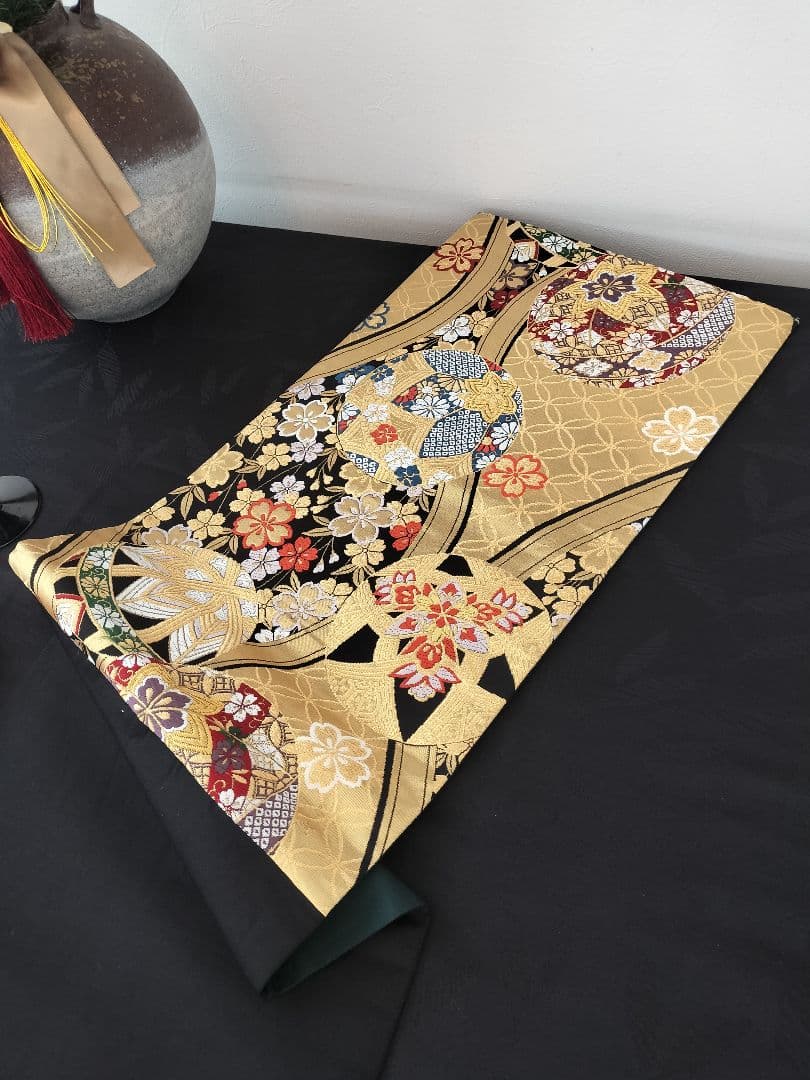 A751高級‼️ひな祭り‼️手毬‼️袋帯テーブルランナー2m19cm