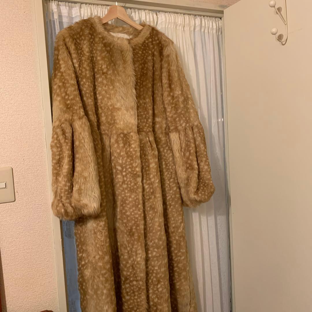 バンビ柄エコファーファーロングコート bibiy