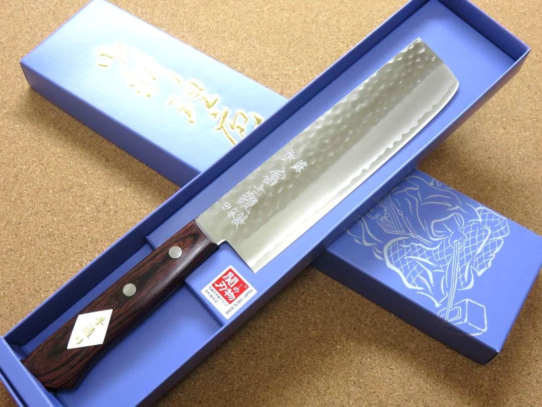 関の刃物 菜切り 薄刃包丁 165mm 鎚目鍛造 本割込 3層鋼 野菜切り 両刃