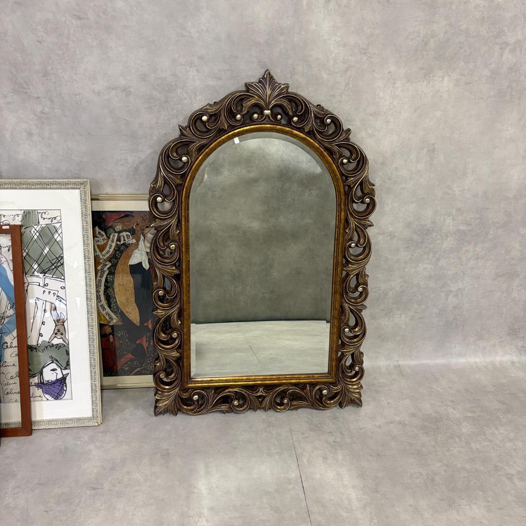 アンティーク調 ウォールミラー ゴールド装飾フレーム 壁掛け鏡