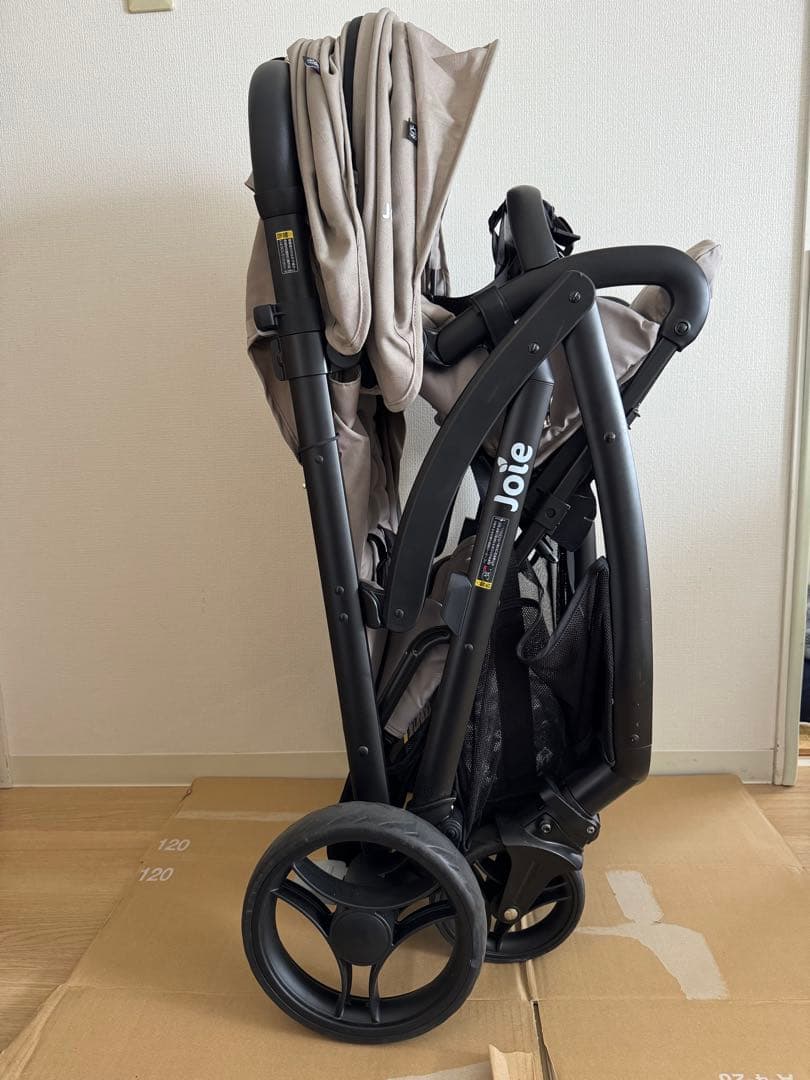 【美品】【使用3回】Joie エヴァライトデュオ　専用レインカバー付き　ベージュ