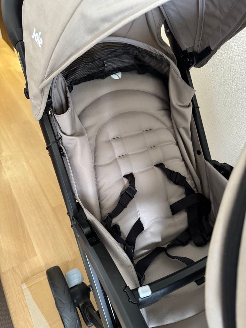 【美品】【使用3回】Joie エヴァライトデュオ　専用レインカバー付き　ベージュ