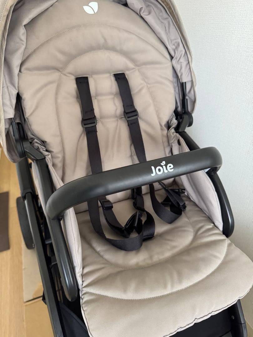 【美品】【使用3回】Joie エヴァライトデュオ　専用レインカバー付き　ベージュ