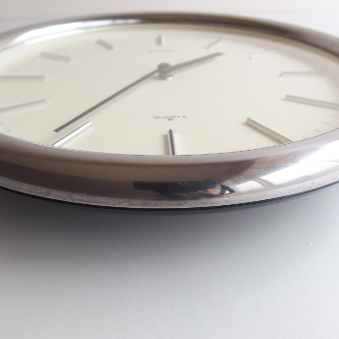 SEIKO シルバーの掛け時計 80s