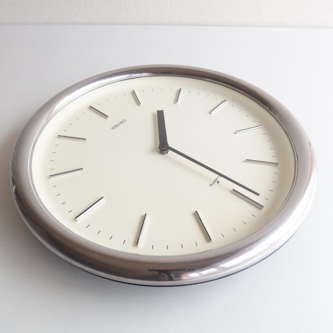 SEIKO シルバーの掛け時計 80s