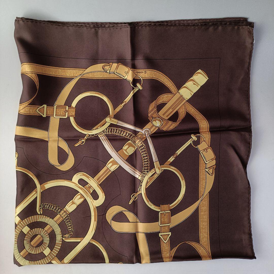 【美品】エルメス カレ90 Eperon d'Or 黄金の拍車 シルク スカーフ
