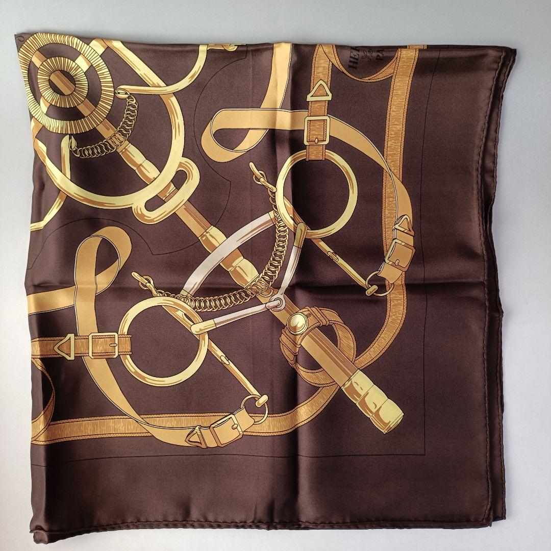 【美品】エルメス カレ90 Eperon d'Or 黄金の拍車 シルク スカーフ