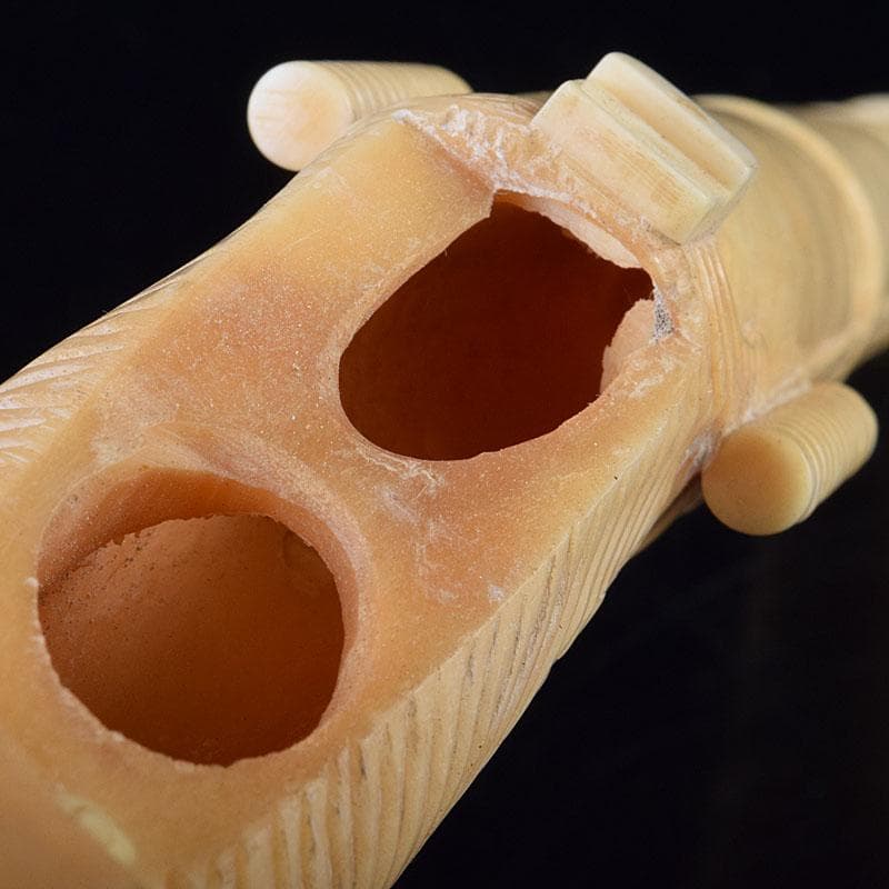 ナリトラ 時代提げ物　獣骨彫刻　銃型　矢立　筆入　C　9209