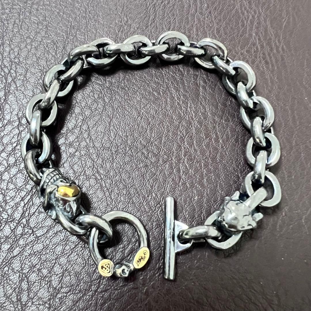 スカルモチーフ チェーンブレスレット、約22cm