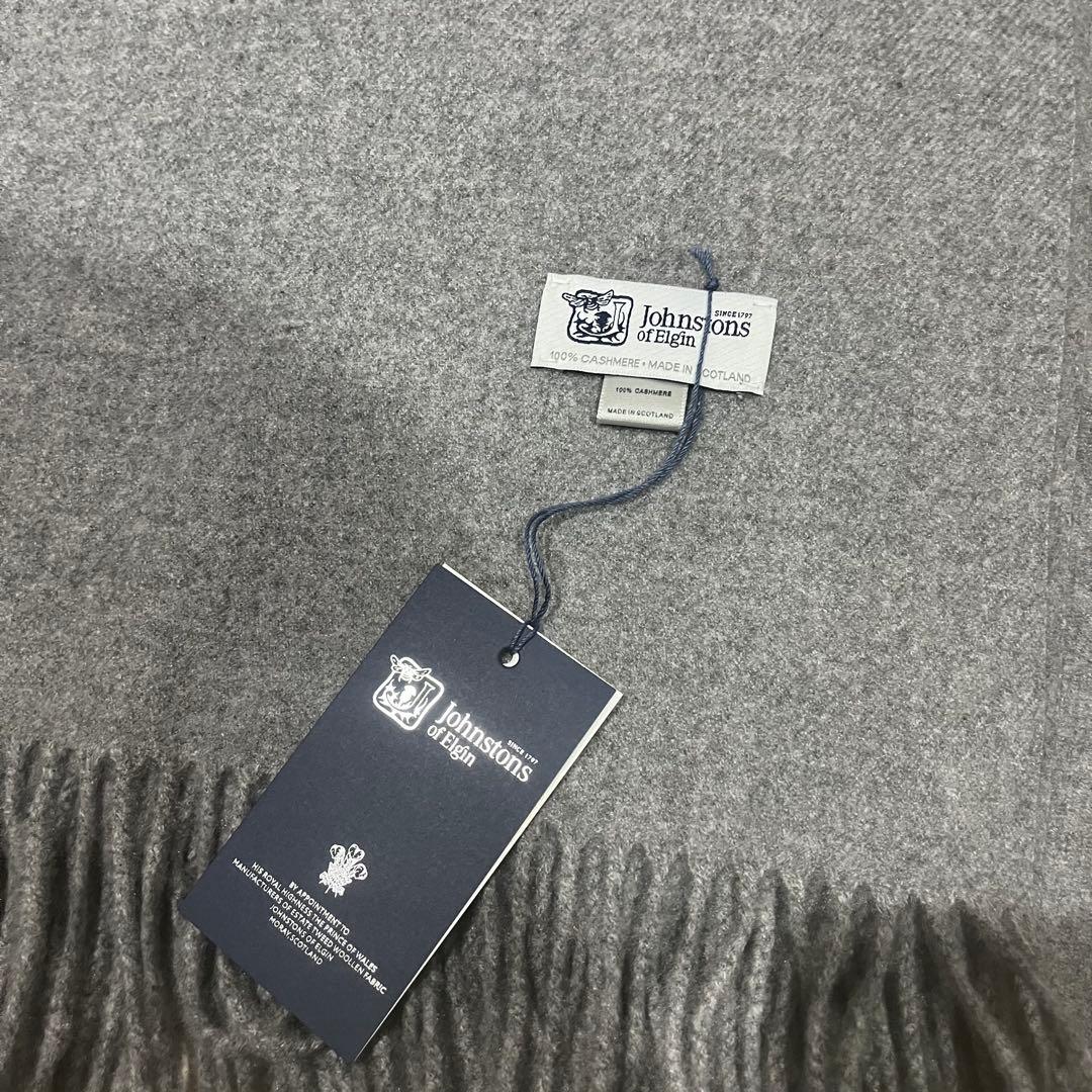 ヒ*宮様 美品 ジョンストンズ カシミヤ100％ 大判ストール ミッド グレー