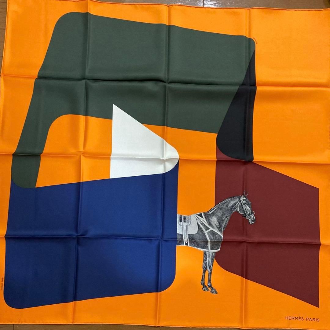 【額装済】エルメス 馬と幾何学模様 スカーフ