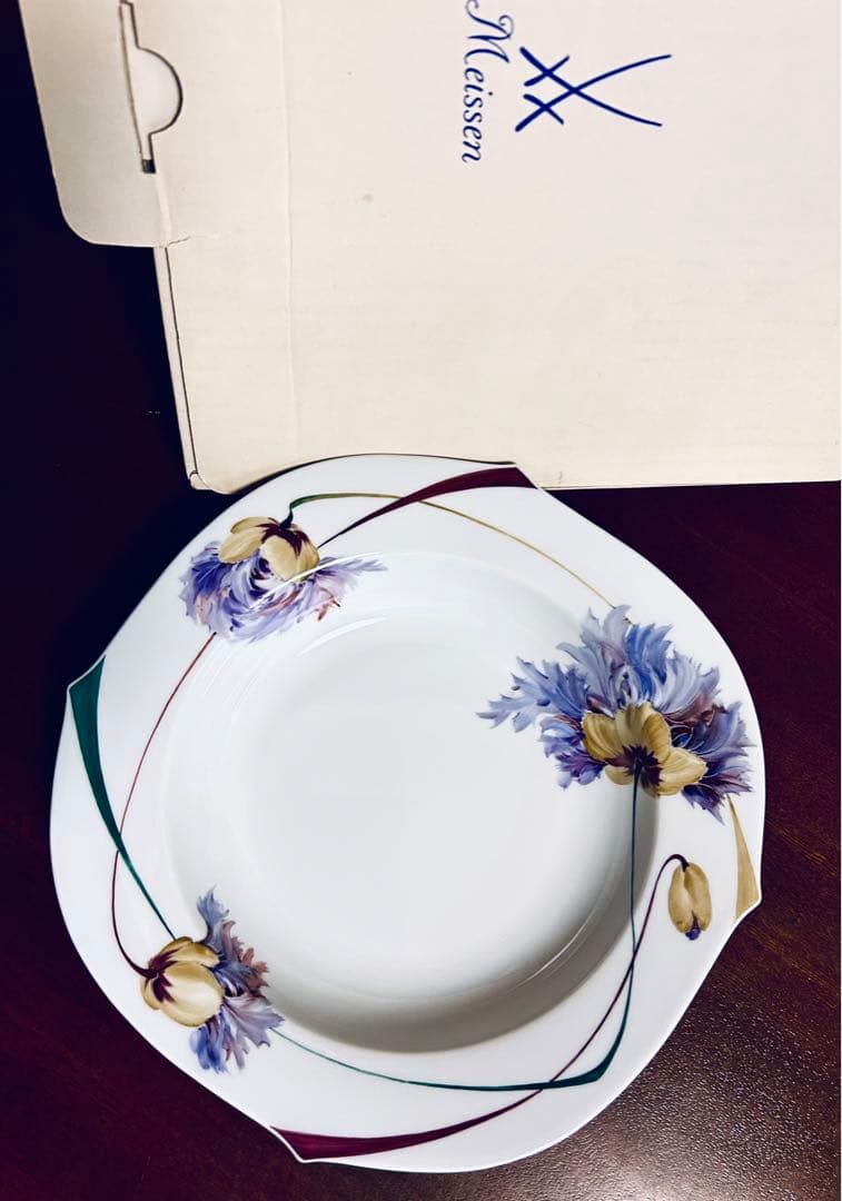 マイセン プレート　ユーゲント ラフラワー ケシ 　スープ皿 ディーププレート