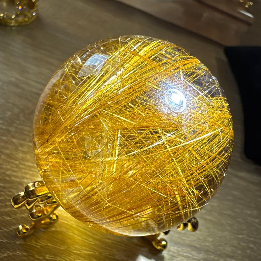 【極上品】ゴールドルチルスフィア 丸玉　ガーデン共生　約4.7cm