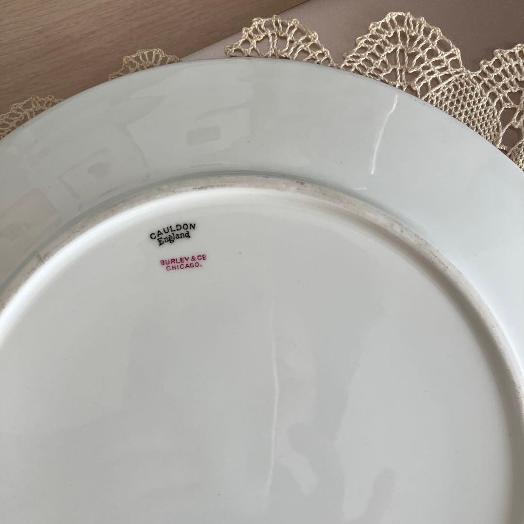 英国アンティーク　コウルドン　青い梅と鳥紋　ジャポニズムプレート