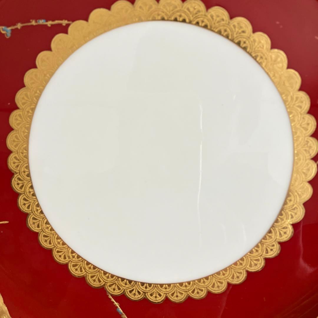 英国アンティーク　コウルドン　青い梅と鳥紋　ジャポニズムプレート