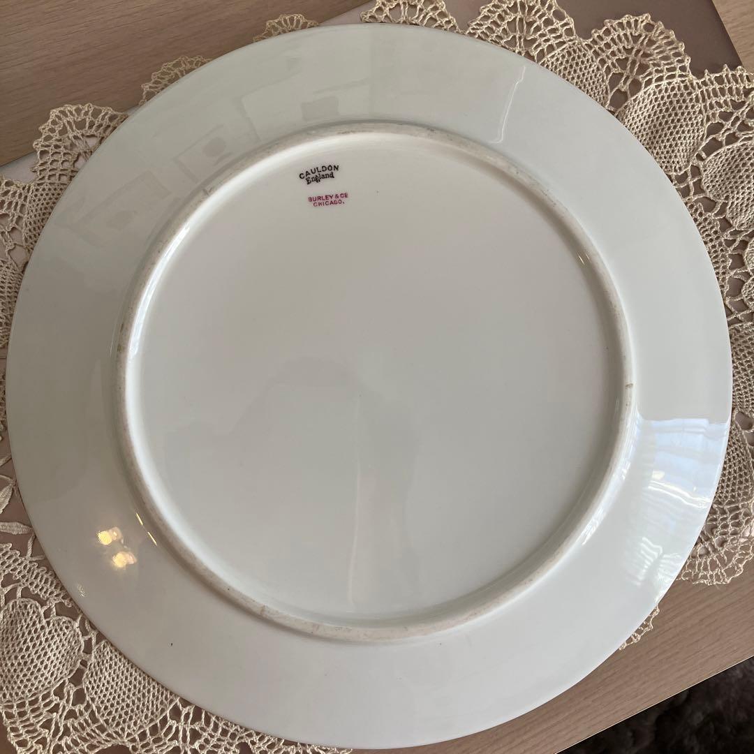 英国アンティーク　コウルドン　青い梅と鳥紋　ジャポニズムプレート