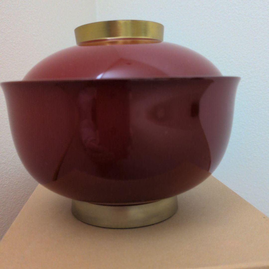 山中漆器　蓋付き椀　羽反雑煮椀　総朱漆金ライン　5客セット　新品未使用