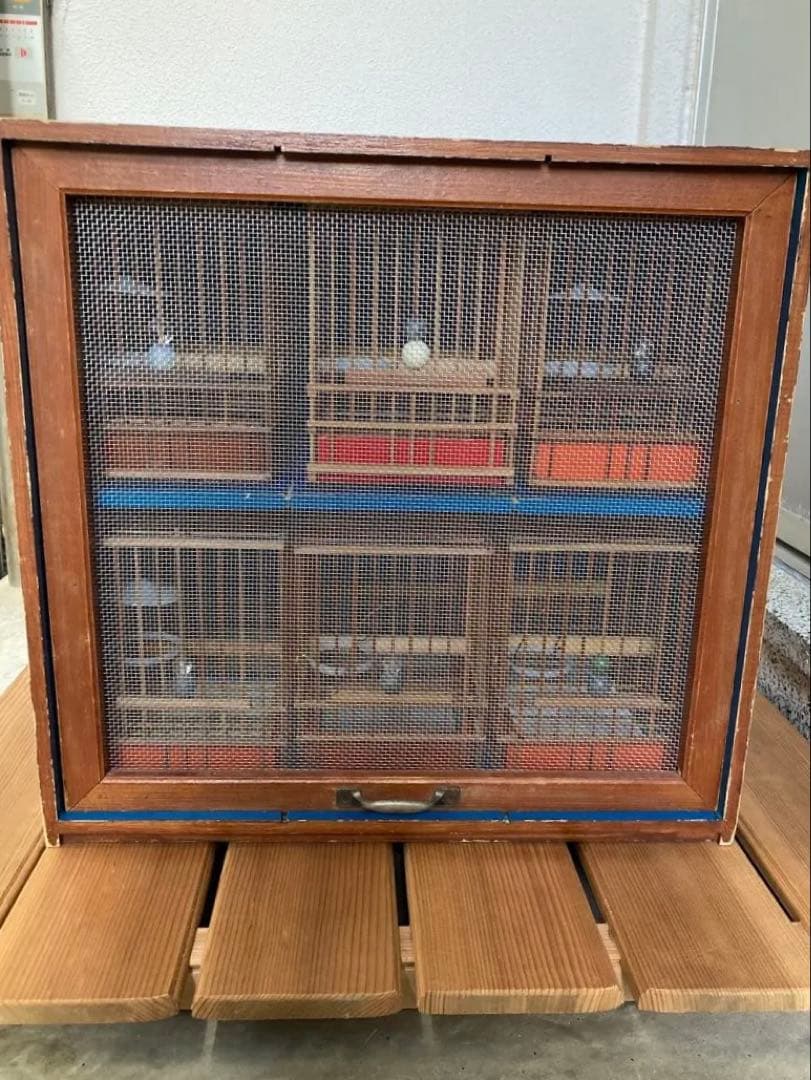 竹細工　めじろかご　鳥かご　 6個　木製寝かせ箱セット