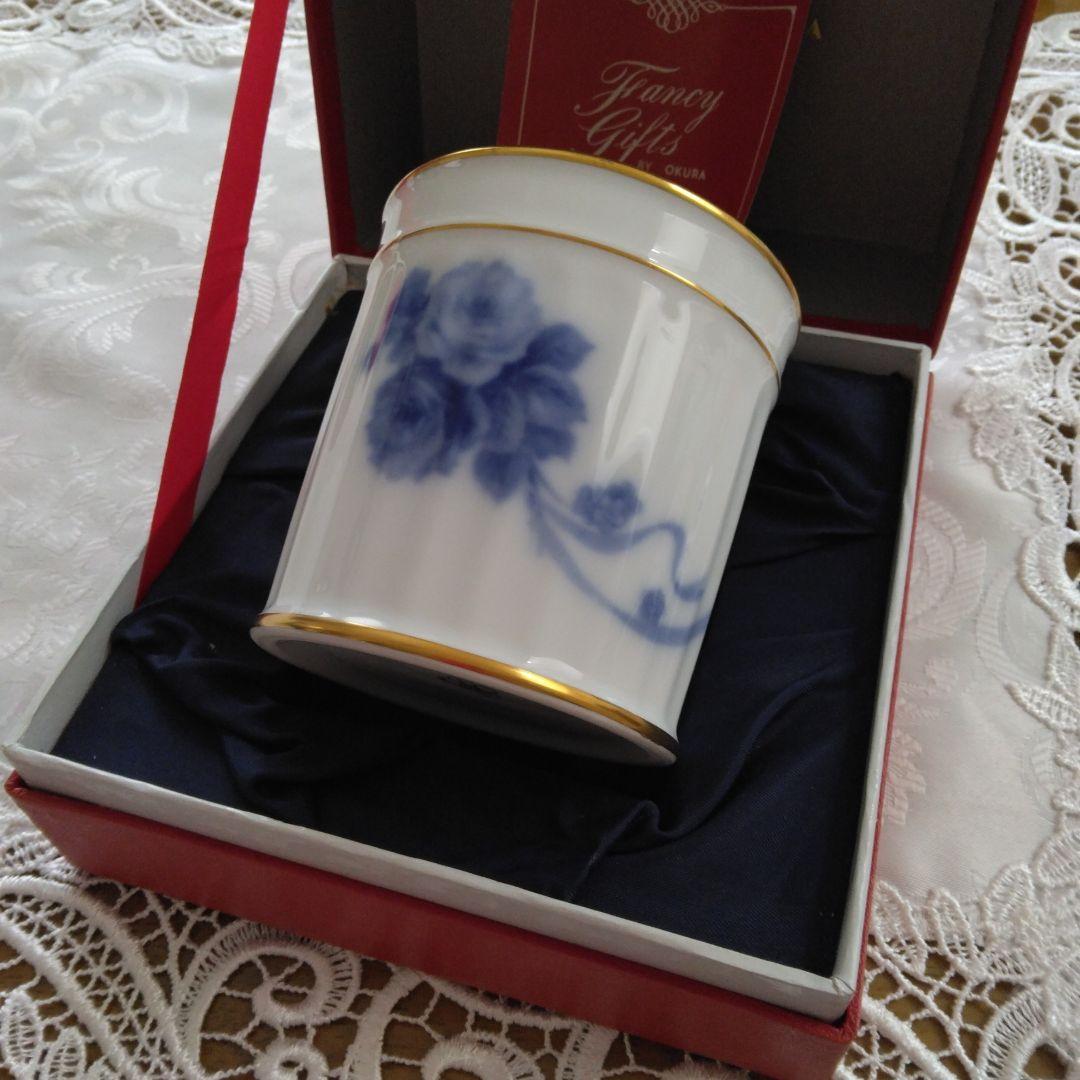 大倉陶園　ブルーローズのカトラリースタンド