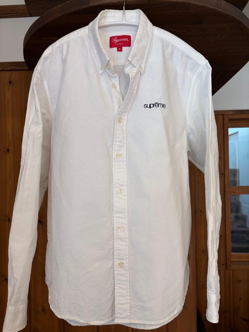 【美品】 Supreme ホワイト ボタンダウンシャツ Sサイズ